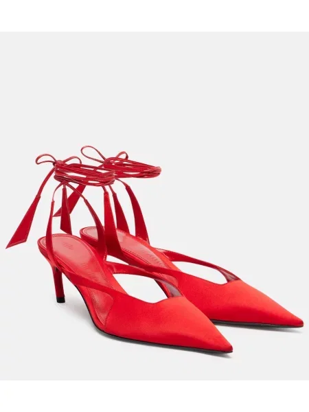 Pantofi cu toc The Attico din satin roșu