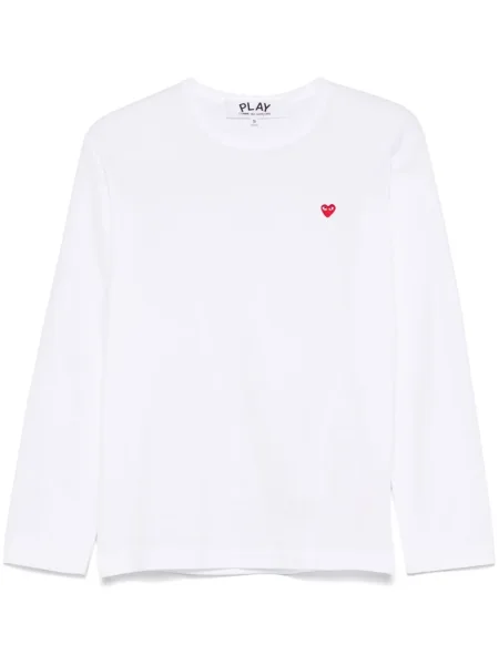 Tricou Comme Des Garcons Play cu motiv cu inimi alb