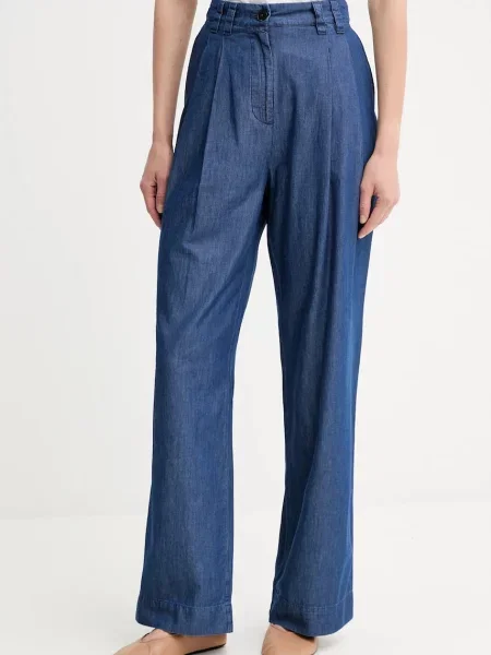 Marc O'Polo pantaloni lat high waist albastru