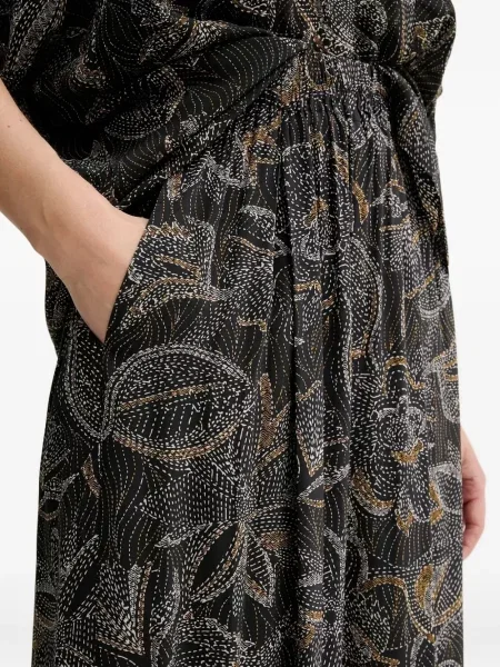 Pantaloni Sessun cu model floral cu imagine negru