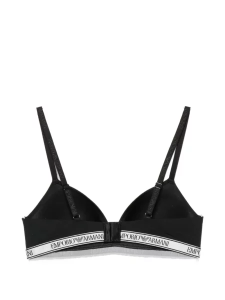 Сутиен с триъгълни чашки Emporio Armani с автограф черно