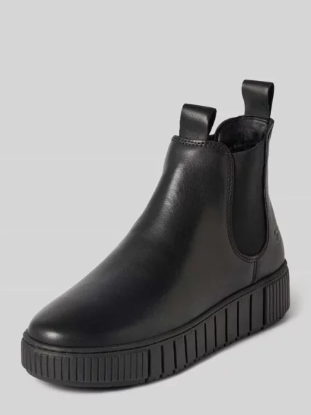 Buty chelsea z naturalnej skóry bydlęcej Tamaris czarne