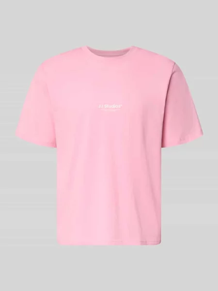 T-shirt z logo i okrągłym dekoltem Jack & Jones różowa