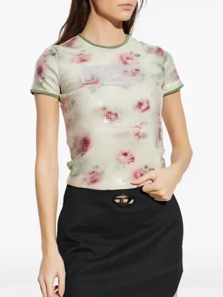 Tricou Diesel cu paiete cu model floral