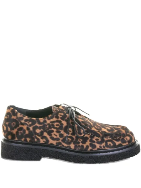 Обувки в стил дерби Guglielmo Rotta с връзки с леопардов принт с дантела кафяво