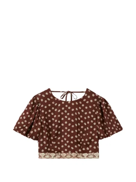 Bluzka Claudie Pierlot w kwiatki z nadrukiem brązowa