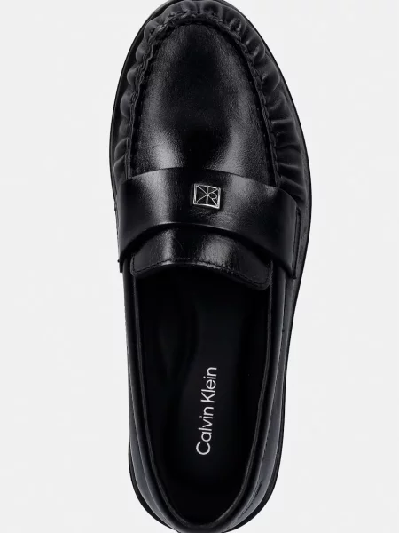 Calvin Klein loafer női bőr ROUND LOAFER LTH HDW fekete