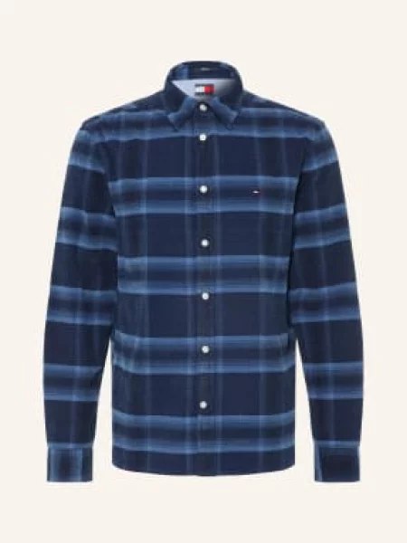 Tommy Jeans Kordová Košile Regular Fit tmavě / černošedá modrá