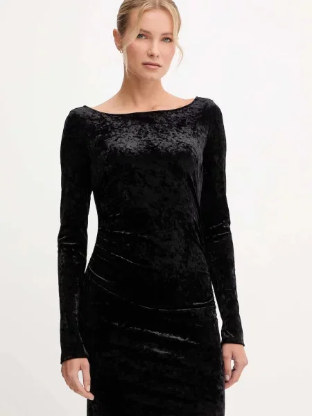 Patrizia Pepe sukienka welurowa mini rozkloszowana czarny