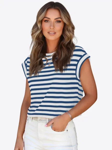 Imily Bela Tricou albastru închis alb