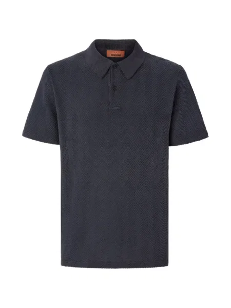 Polo Missoni cu model herringbone albastru