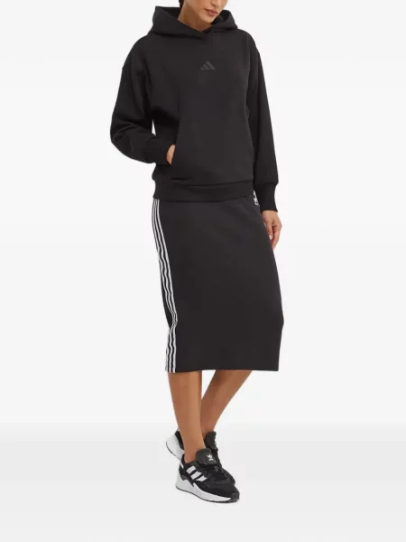 Hanorac cu glugă Adidas cu dungi cu broderie cu cordon negru