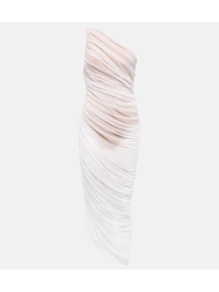 Sukienka midi Norma Kamali z dżerseju do kolan na jednym ramieniu biała