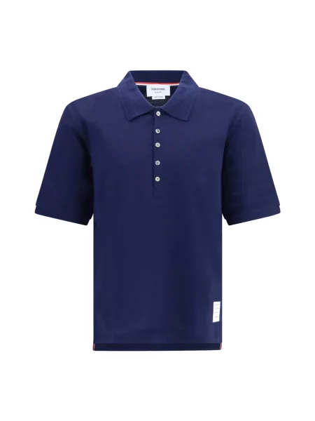 Koszulka polo Thom Browne z dżerseju niebieska