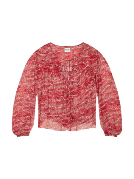 Wielobarwność bluzka Isabel Marant Etoile z nadrukiem szyfonowa czerwona