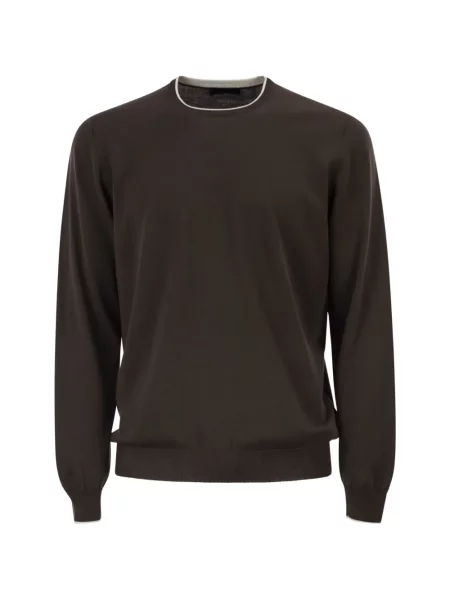 Pulover Fay cu decolteu rotund maro