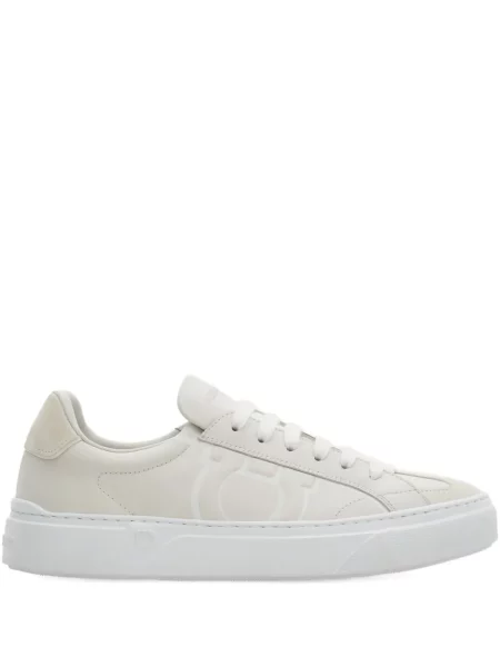 Sneakerși Ferragamo din piele de căprioară alb