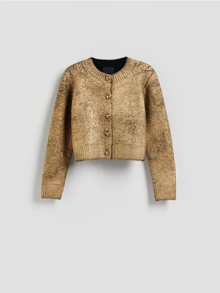 Reserved Кардиган з домішкою вовни золотий