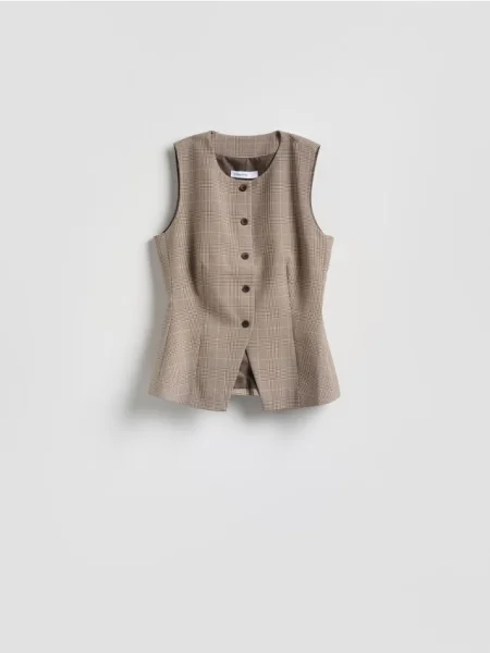 Reserved Vestă în carouri multicolor