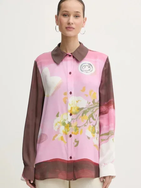 Stine Goya cămașă cu guler clasic regular roz