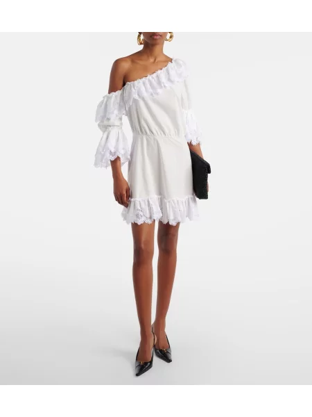 Rochie Saint Laurent cu volane din poplin alb