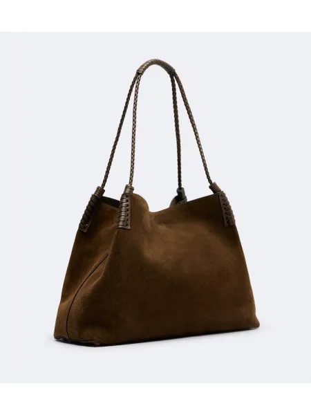 Geantă shopper Etro din piele de căprioară verde