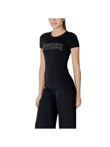 T-shirt z wyhaftowanym logo Guess czarna