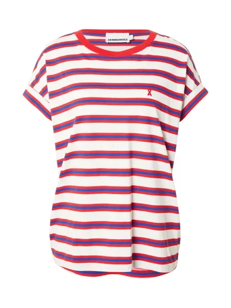 ARMEDANGELS Tričko IDAARA modrá / červená bílá