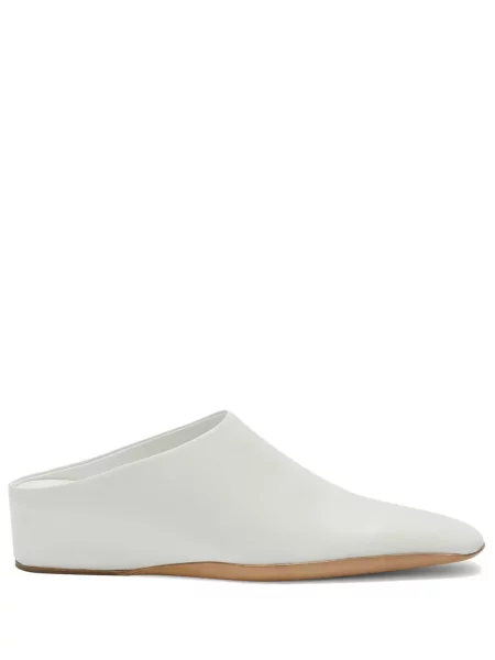 Papuci tip mules Jil Sander din piele alb