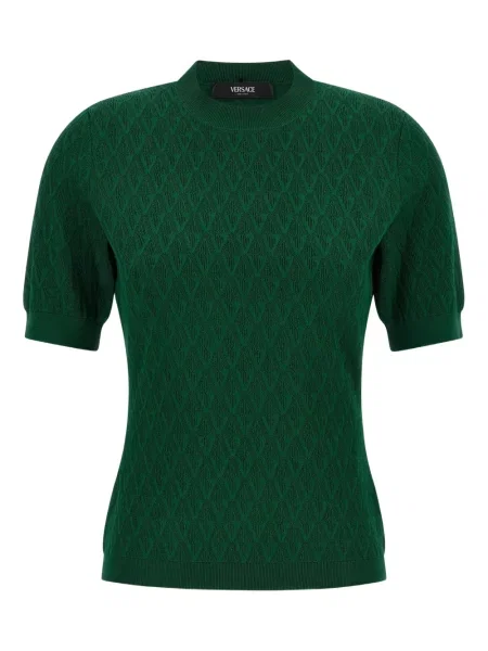 Pulover Versace din jacard scurt verde