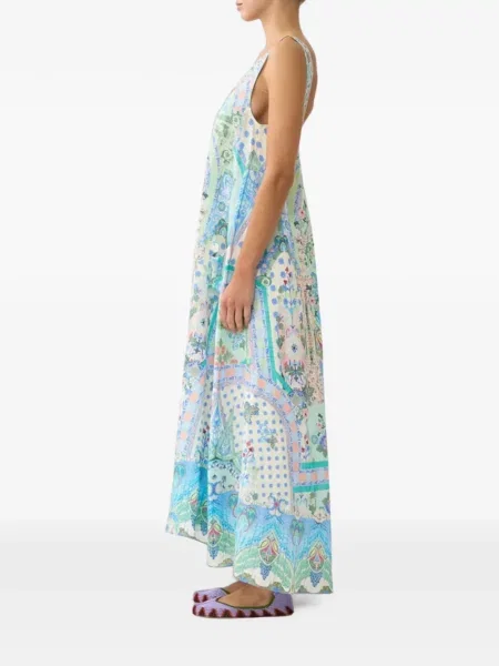Rochie maxi Camilla cu decolteu în V albastru