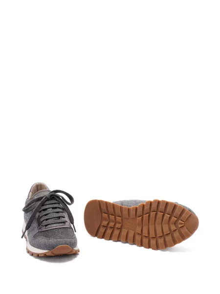 Sneakerși Brunello Cucinelli cu șireturi din dantelă gri