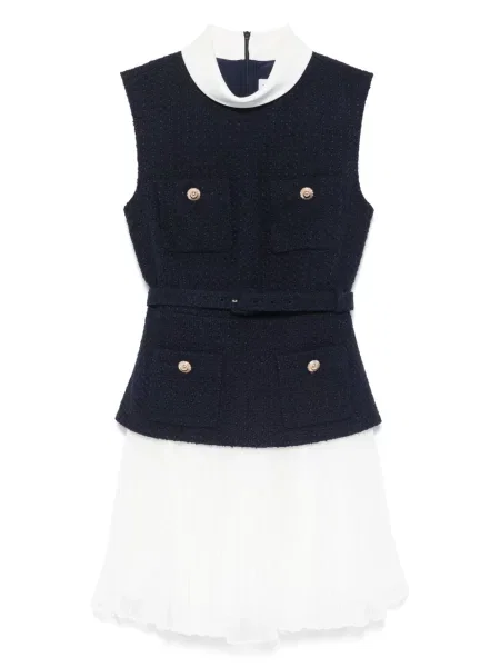 Rochie mini Self-portrait din șifon de costum albastru