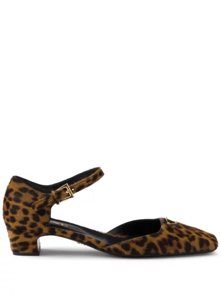 Pantofi cu toc Prada cu imagine cu model leopard maro