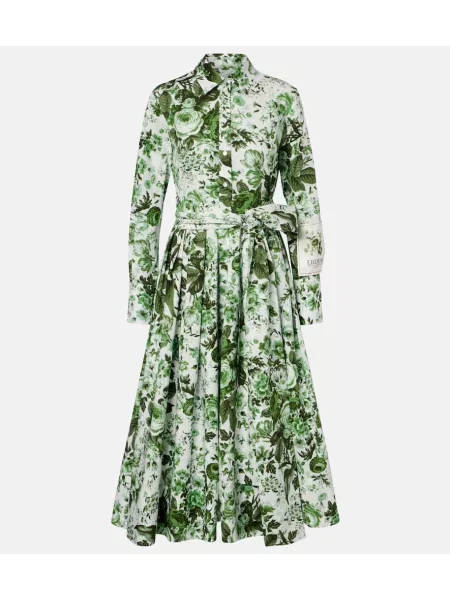 Sukienka koszulowa Erdem w kwiatki garniturowa zielona