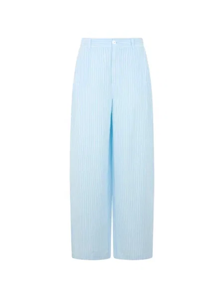 Pantaloni 120% Lino de in cu picior lat albastru