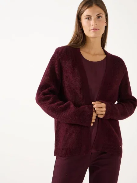 Kardigan o kroju regular fit w otwartym fasonie More & More czerwony