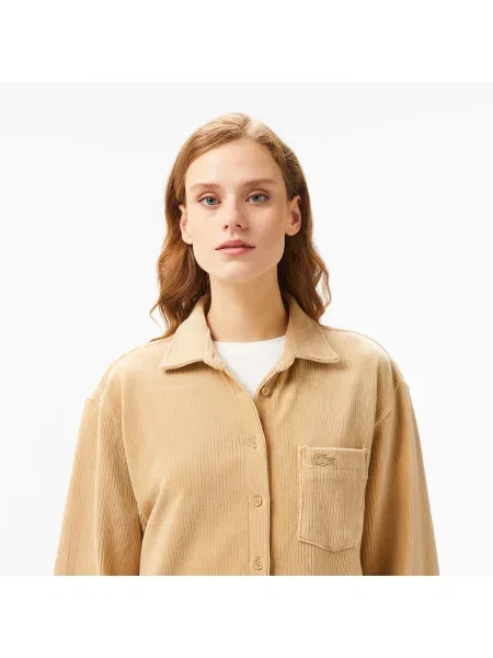 Lacoste Loose Fit Koszula brązowa