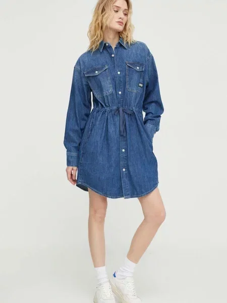 G-Star Raw sukienka jeansowa mini prosta niebieski