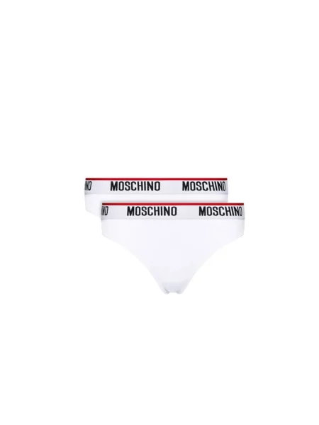 Majtki Moschino z logo białe