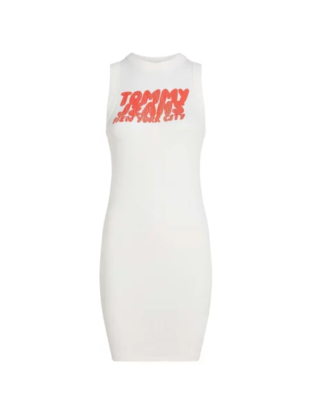 Rochie din denim Tommy Jeans alb