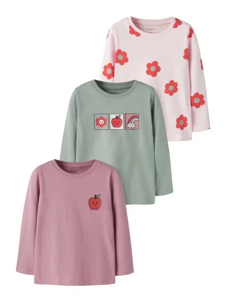 NAME IT Tricou NMFNIA verde / mauve / roșu alb
