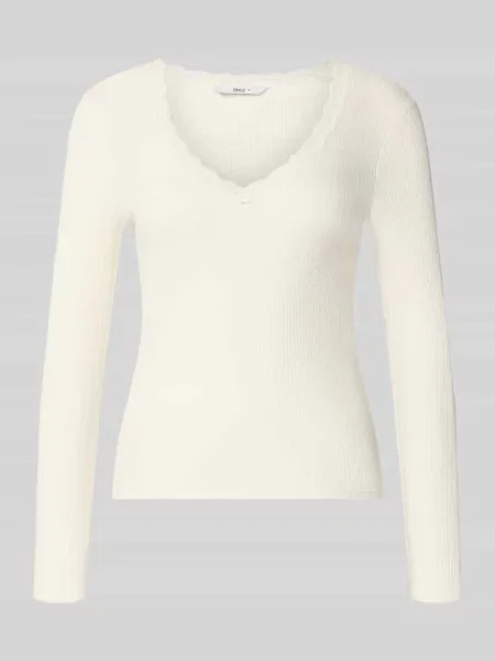 Bluzka z długim rękawem w kroju slim fit z mieszanki bawełny model SARA SHARAI' Only biała