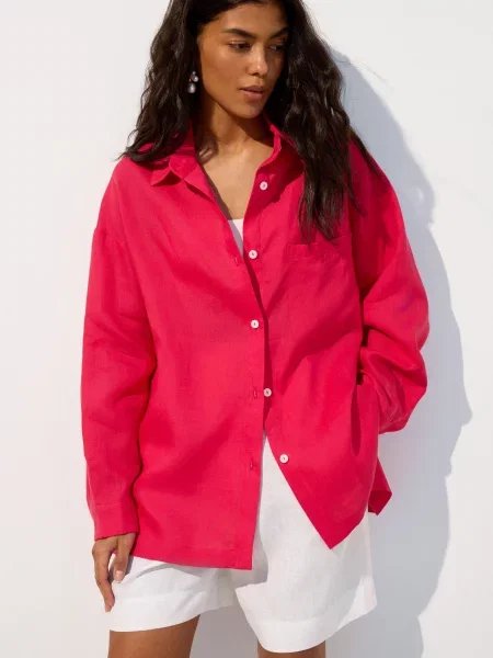 Сорочка Estro льон/поліестер рожевий