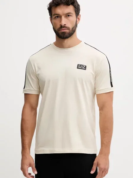 Тениска Emporio Armani с апликация бежово
