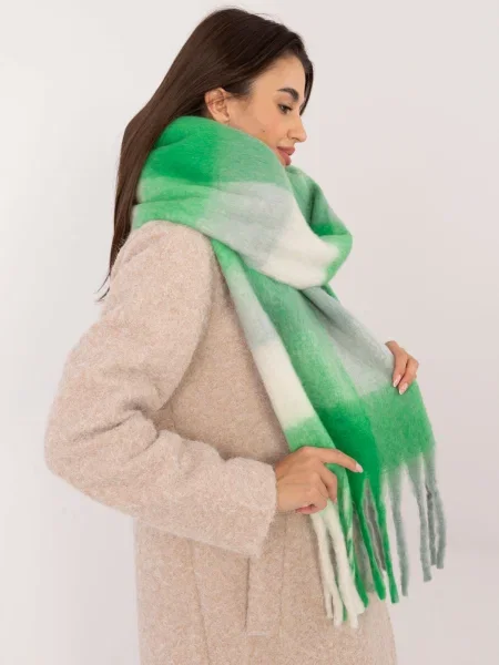 Fular Fashionhunters cu franjuri verde