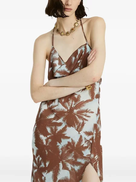 Rochie maxi Céleste cu imagine de costum maro