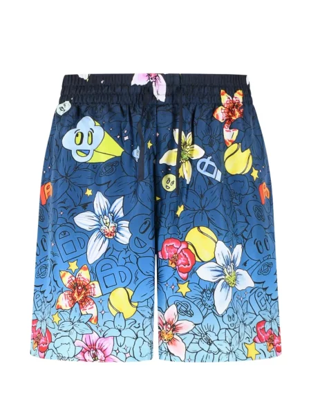 Pantaloni scurți Casablanca de mătase cu imagine albastru