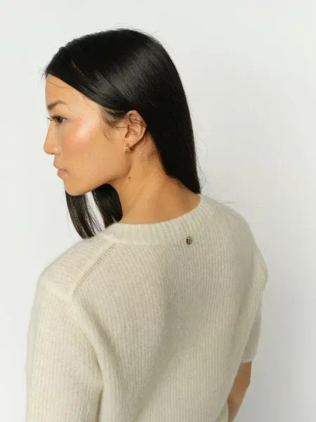 MOS MOSH kardigan z krótkim rękawem MMThora Kobiety wypukły wzór tkaniny S biały