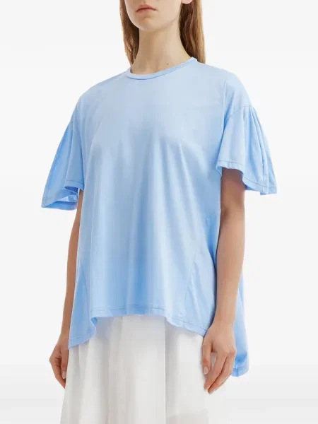 Tricou Enföld cu volane asimetric albastru